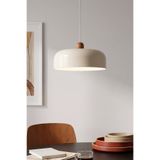 Marrien Marella Modern Ahşap Boncuk Detaylı Krem Metal Sarkıt (30 cm) Yemek Masası Üstü Avize Mutfak & Salon Aydınlatması