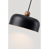 Marrien Marella Modern Ahşap Boncuk Detaylı Siyah Metal Sarkıt (30 cm) Yemek Masası Üstü Avize Mutfak & Salon Aydınlatması