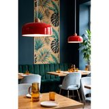 Marrien Marella Modern Ahşap Boncuk Detaylı Turuncu Metal Sarkıt (30 cm) Yemek Masası Üstü Avize Mutfak & Salon Aydınlatması
