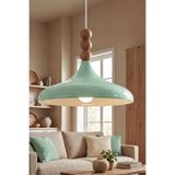 Marrien Nova Ahşap 3 Boncuklu Sarkıt Avize, Bohem Tavan Lambası ve Salon Oturma Odası Aydınlatması - Mint Yeşili - 35 cm – Modern Dekoratif Avize, Tavan Aydınlatması