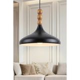 Marrien Nova Ahşap 3 Boncuklu Sarkıt Avize, Bohem Tavan Lambası ve Salon Oturma Odası Aydınlatması - Siyah - 35 cm – Modern Dekoratif Avize, Tavan Aydınlatması
