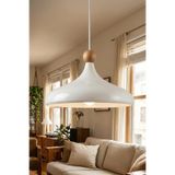 Marrien Nova Ahşap Boncuklu Sarkıt Avize, Bohem Tavan Lambası ve Salon Oturma Odası Aydınlatması - Krem - 35 cm – Modern Dekoratif Avize, Tavan Aydınlatması