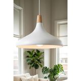Marrien Nova Ahşap Sarkıt Avize, Bohem Tavan Lambası ve Salon Oturma Odası Aydınlatması - Beyaz - 35 cm – Modern Dekoratif Avize, Tavan Aydınlatması