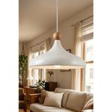 Marrien Nova Bohem Ahşap Boncuklu Krem Metal Sarkıt (35 cm) Yemek Masası Üstü Avize