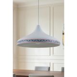 Marrien Nova Tile Metal Sarkıt Avize, Bohem Tavan Lambası ve Salon Oturma Odası Aydınlatması - Beyaz - 35 cm – Modern Dekoratif Avize, Tavan Aydınlatması