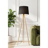 Marrien Woody 3 Ayaklı Ahşap Tripod Siyah Kumaş Lambader Salon & Oturma Odası & Yatak Odası