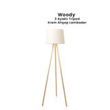 Marrien Woody 3 Ayaklı Tripod Krem Ahşap Lambader | Oturma Odası & Yatak Odası & Salon Lambader