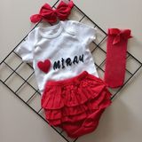 Mars Baby Bebek Kız Çocuk Isimli Kırmızı Fırfırşort Etek Badili Çoraplı Takım - 0 - 3 Ay