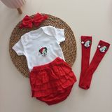 Mars Baby Kız Bebek Çocuk Kırmızı Fırfırşort Yılbaşı Noel Badili Çoraplı Takım - 0 - 3 Ay