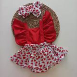 MARS BABY Kız Bebek Kırmızı Karpuz Desenli Fırfırlı Salopet Bandana Takım