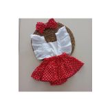 MARS BABY Kız Bebek Kırmızı Puantiye Desenli Fırfırlı Salopet Bandana Takım