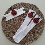 MARS BABY Kız Bebek Kırmızı Uğur Böceği Figürlü Bandana ve Beyaz Çorap Set