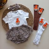 Mars Baby Kız Bebek Leopar Çakıl Fırfır Şort Etek Bodyli Bandana Çorap Takımı - 9 - 12 Ay - Beyaz