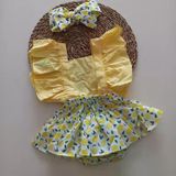 Mars Baby Kız Bebek Limon Desenli Fırfırlı Salopet Bandana Takım