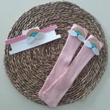 MARS BABY Kız Bebek Pembe Gökkuşağı Figürlü Bandana ve Çorap Set