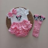 Mars Baby Kiz Bebek Pembe Minnie'li Firfir Sort Etek Bodyli Corap Takimi