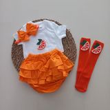 Mars Baby Kız Bebek Portakal Fırfır Şort Etek Bodyli Çorap Takımı - 6 - 9 Ay - Turuncu