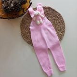 Mars Baby Kız Bebek Triko Oyuncak Ayılı Salopet Pembe