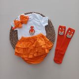 Mars Baby Kız Bebek Turuncu Çakıl Fırfır Şort Etek Badili Çorap Takımı - 1 - 2 Yaş