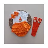 Mars Baby Kız Bebek Turuncu Çakıl Fırfır Şort Etek Badili Çorap Takımı Özel Günler İçin - 0 - 3 Ay