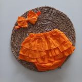 MARS BABY Kız Bebek Turuncu Fırfır Şort Etek ve Bandana Takımı