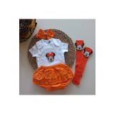 MARS BABY Kız Bebek Turuncu Fırfırşort Etek Bandana Minnie Mouse Figür Çorap Set