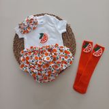 Mars Baby Kız Bebek Turuncu Portakal Fırfır Şort Etek Bodyli Çorap Takımı - 1 - 2 Yaş
