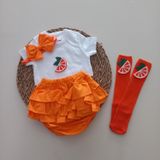 MARS BABY Kız Bebek Turuncu Portakal Fırfır Şort Etek Bodyli Çorap Takımı