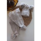 MARS BABY Kız Erkek Unisex Bebek Çocuk Bej Ponponlu Atkı Bere Takımı