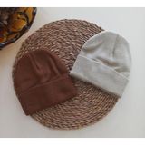 MARS BABY Kız Erkek Unisex Çocuk Kahverengi Taba Bej Triko Düz Katlamalı Bere