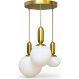 Mars Concept Gold 3'lü Cam Eggy Sarkıt Avize – Modern Eskitme Gold Salon Avizesi - Çok Renkli
