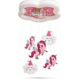 Mars Concept Kız Çocuk Odası Unicorn Temalı LED Sarkıt Avize │ Pembe Bulut 5 Sarkıt Prenses 50CM - Çok Renkli