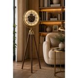 Mars Concept LED Aydınlatmalı Tripod Yer Saati 169cm, Altın/Krem, Roma Rakamlı Mermer Kadran, Rustik, Dönen Çark Mekanizmalı, USB Type-C Şarjlı, Salon ve Yatak Odası, Yuvarlak