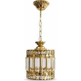 Mars Concept Lüks Kristal Cam Tekli Sarkıt Avize- 14 cm – Gold Metal Gövde Modern Dekoratif Tavan Aydınlatma - Altın