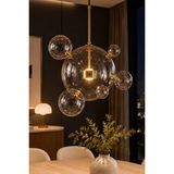 Mars Concept Modern Bubble LED Sarkıt Avize │ Altın Detaylı Şeffaf Cam Küre Bubble Yemek Odası & Salon Avizesi 50CM - Eskitme