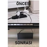 mars tasarım Siyah Kablo Kutusu 40x12x14 Cm Kablo Priz Düzenleyici Organizer (ÇİFT YÜZ) (ÖZEL KUTUSUNDA)