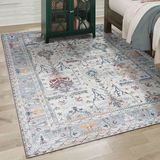 Marsa Dijital Baskı Şönil Dokuma Taban Halı Yıkanabilir Kilim Yolluk Salon Halısı - Krem - 100 x 250 cm