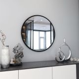 Marsah Home Metal Çerçeveli Yuvarlak Ayna, Siyah, 70X70