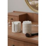 Marsel Dizayn Makyaj Pedi ve Kulak Çubuğu Düzenleyici Set - Banyo Düzenleyici - Mermer Beyazı Rengi - 8,5 cm