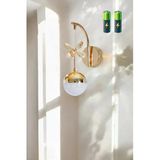 Marsel Lighting FİONA Model Gold Kaplama BEYAZ RENK LED ISIKLI Oturma Yatak Mutfak Çocuk Odası Duvar Led Pilli Aplik