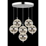 Marsel Lighting Küre 6lı Gold Modern Avize 3 Renk LED Isıklı Salon Oturma Odası Avize - Krom