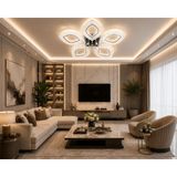 Marsel Lighting Papatya 5li Avize Kumandalı 3 Renk LED Isıklı Salon Oturma Odası Avize - Krom