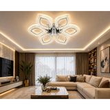 Marsel Lighting Papatya 6'lı Avize 3 Renk LED Isıklı Kumandalı Salon Oturma Odası Avize - Krom