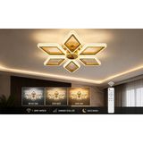 Marsel Lighting PRİZMA 6lı LED Avize 3 Renk LED Secenekli Salon Oturma Odası Avize - Gold