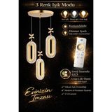 Marsel Lighting SERRA 3LÜ GOLD 3 Renk LED ISIKLI SALON MUTFAK OTURMA ODASI ANTRE AVİZE