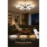 Marsel Lighting YAGMUR 6LI KROM KUMANDALI AVİZE 3 RENK LED ISIKLI SALON AVİZE OTURMA ODASI AVİZE LED AVİZE