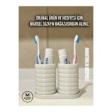 MarselDizayn Modern Banyo Düzenleyici V2 - Diş Fırçalık Seti - İkili Set - Açık Mermer Beyazı - 10cm
