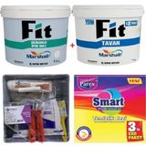 Marshall Derya 3.5 kg Fit Silikonlu İpek Mat Silinebilir Duvar Boyası Marshall 3.5 kg Fit Extra Tavan Boyası ve Duvar Boyama Seti
