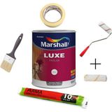 Marshall Luxe Parlak Sentetik Yağlı Boya 0.75 Lt Siyah ve Ekipmanları - 0.75L