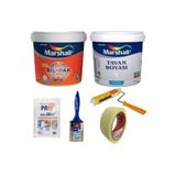 Marshall Sil-Pak Silikonlu Iç Cephe Duvar Boyası 2.5 L + Tavan Boyası 3.5 Kg + Boyama Seti,Kum Beji